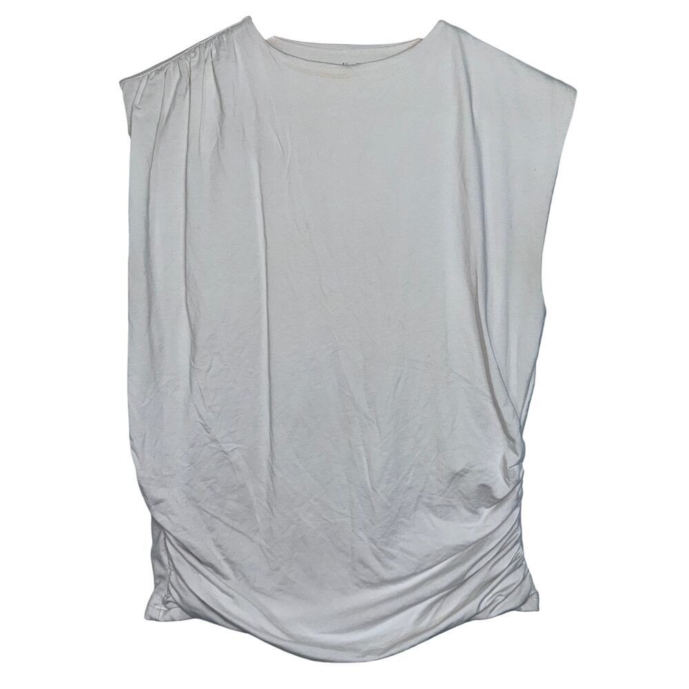 Abercrombie & Fitch A&F Modal Collection White Ruched Sleeveless Blouse Size L